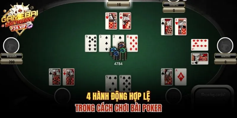 4 hành động hợp lệ trong cách chơi bài Poker